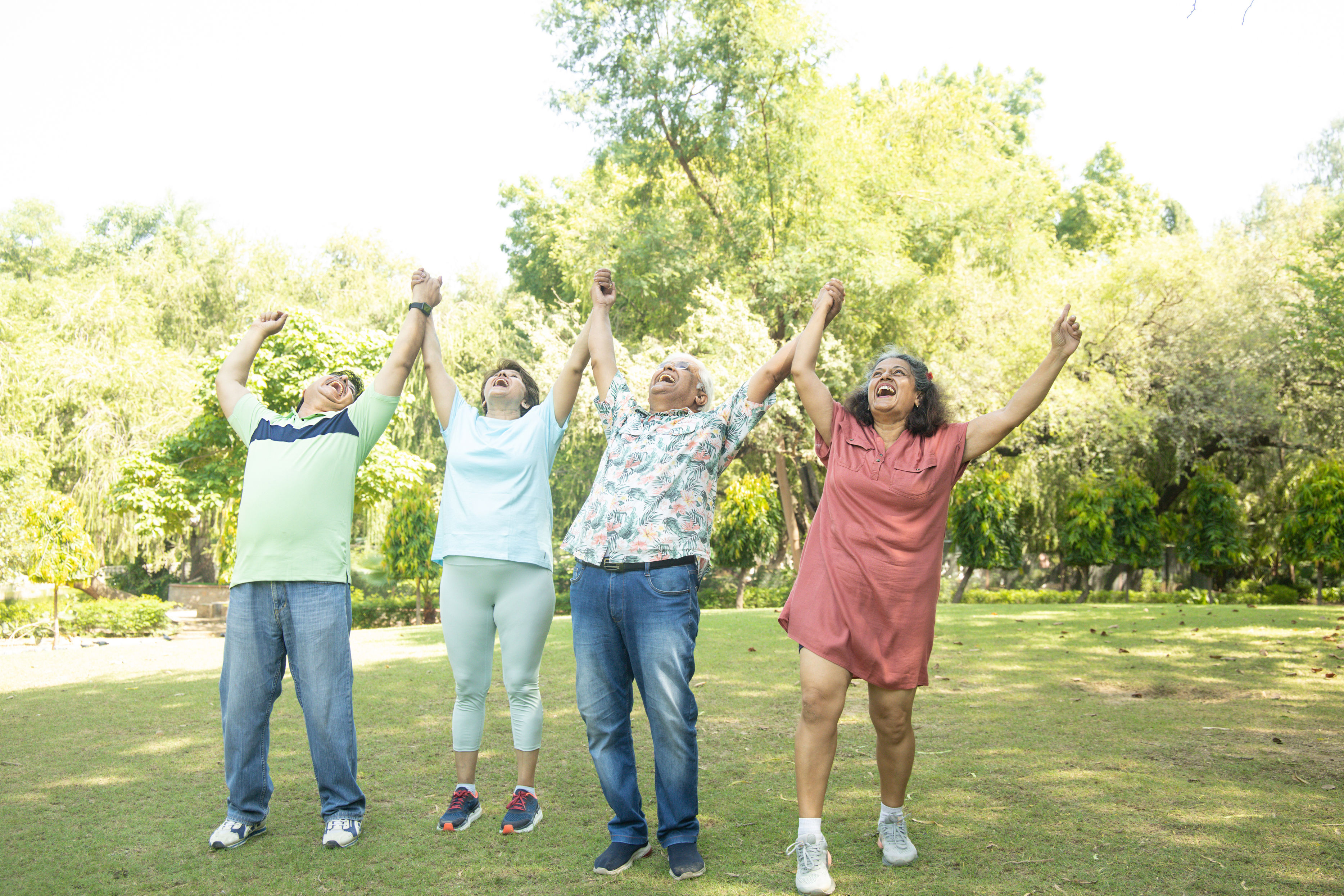 Friends celebrating together in a garden